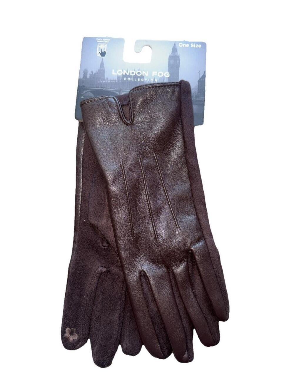 London Fog Women’s Dress Touch Screen Compatible Gloves-brown One Size New